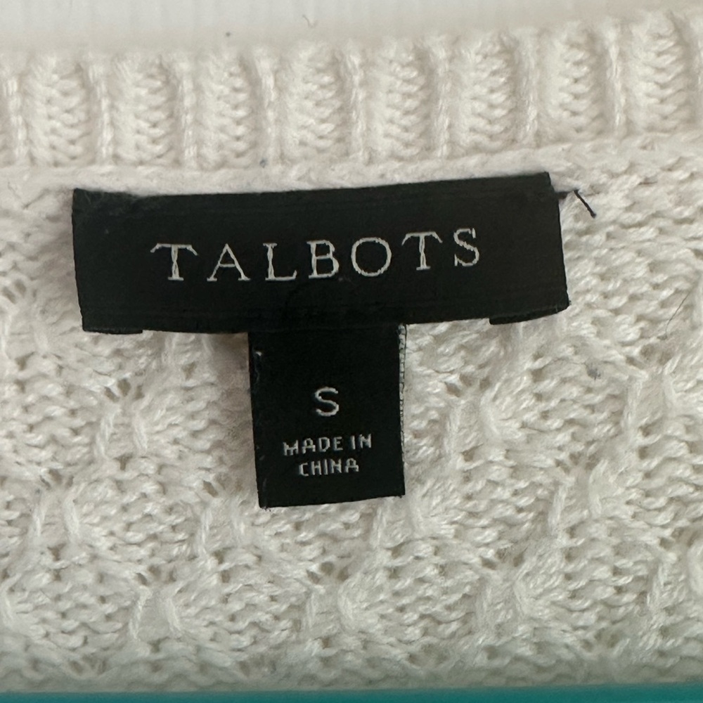 Talbots navy blue and white striped sweater Top Pullover Size S Cotton Blend - Picture 2 of 6